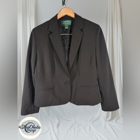 Black Blazer size 10 petite Lauren Ralph Lauren Petite - Picture 1 of 6